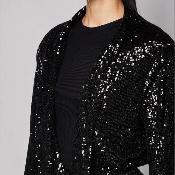 Anthropologie x BB Dakota sequin duster open cardigan black size small - Picture 6 of 12